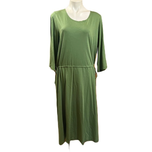 Gudrun Sjoden Green organic cotton Dress with drawstring waist ties L - Picture 1 of 7